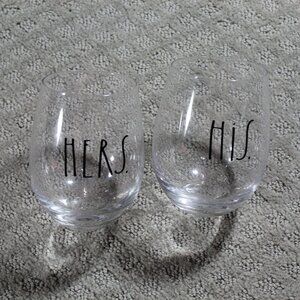 Rae Dunn Glass His and Hers Wine Tumblers